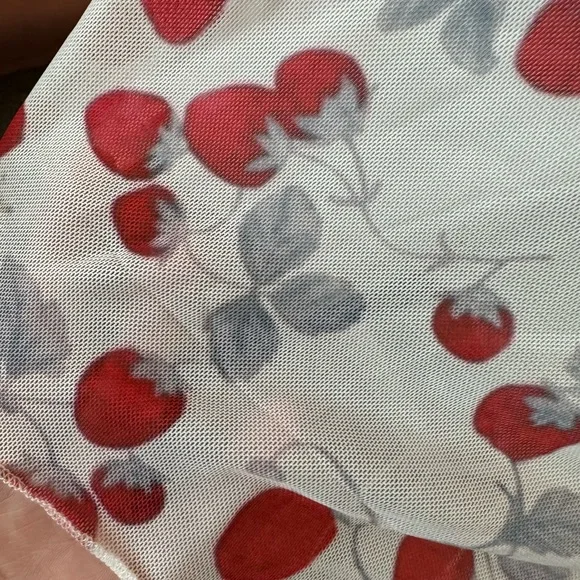 White Cherry Print Tie-Front Midi Dress - Picture 3 of 3